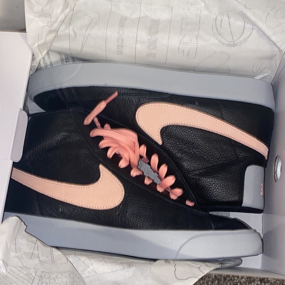 Nike Black Leather Coral Blazer Mid '77 Customized Sneaker Shoes New - Picture 12 of 13